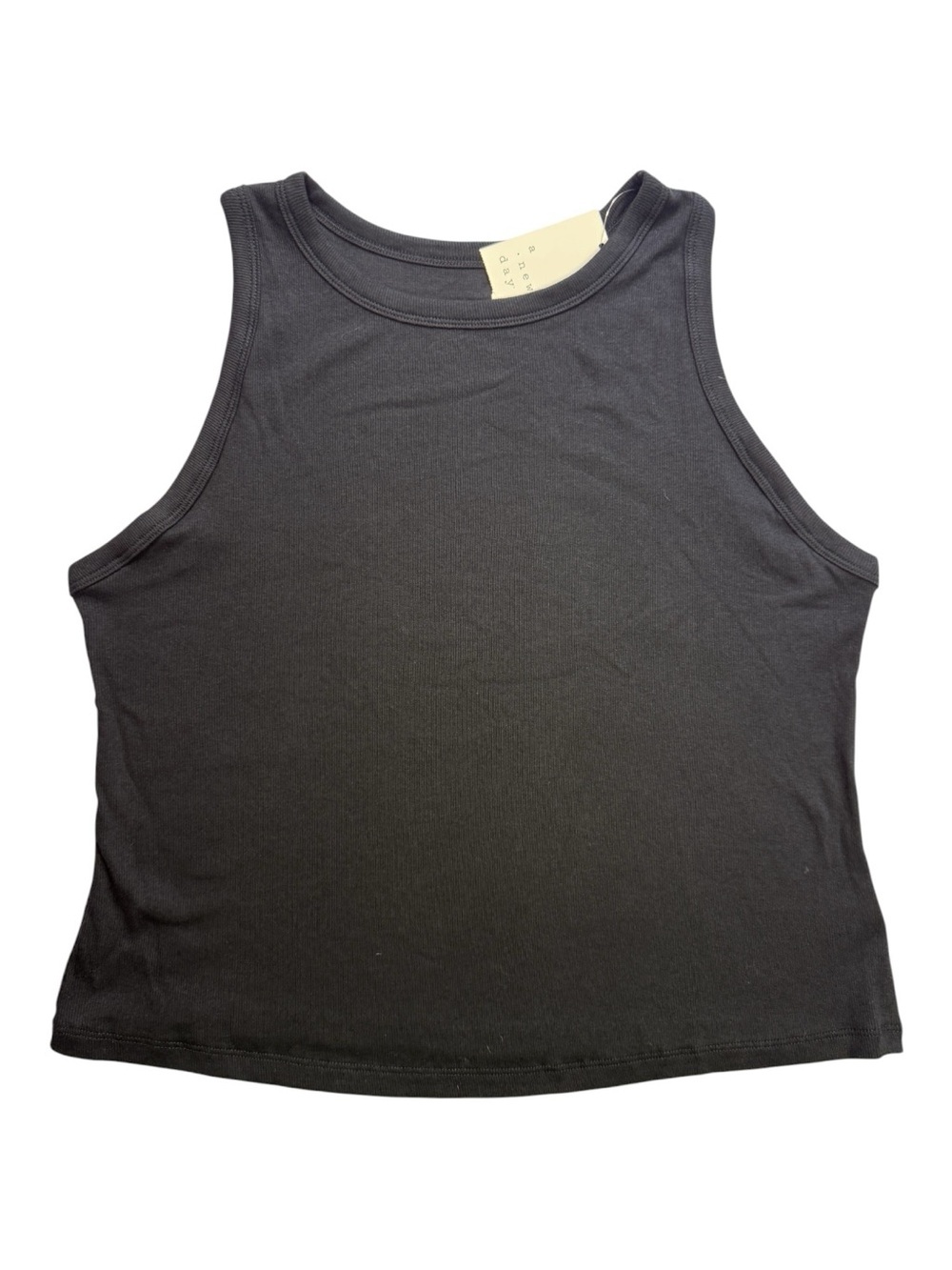 A New Day Black Ribbed Tank Top XXL NWT